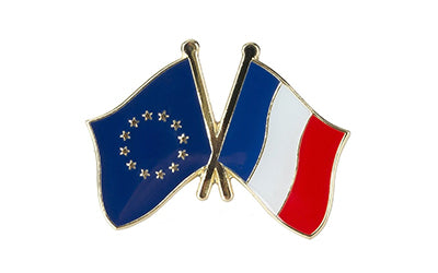 pin's drapeaux croisés Union Européenne & France