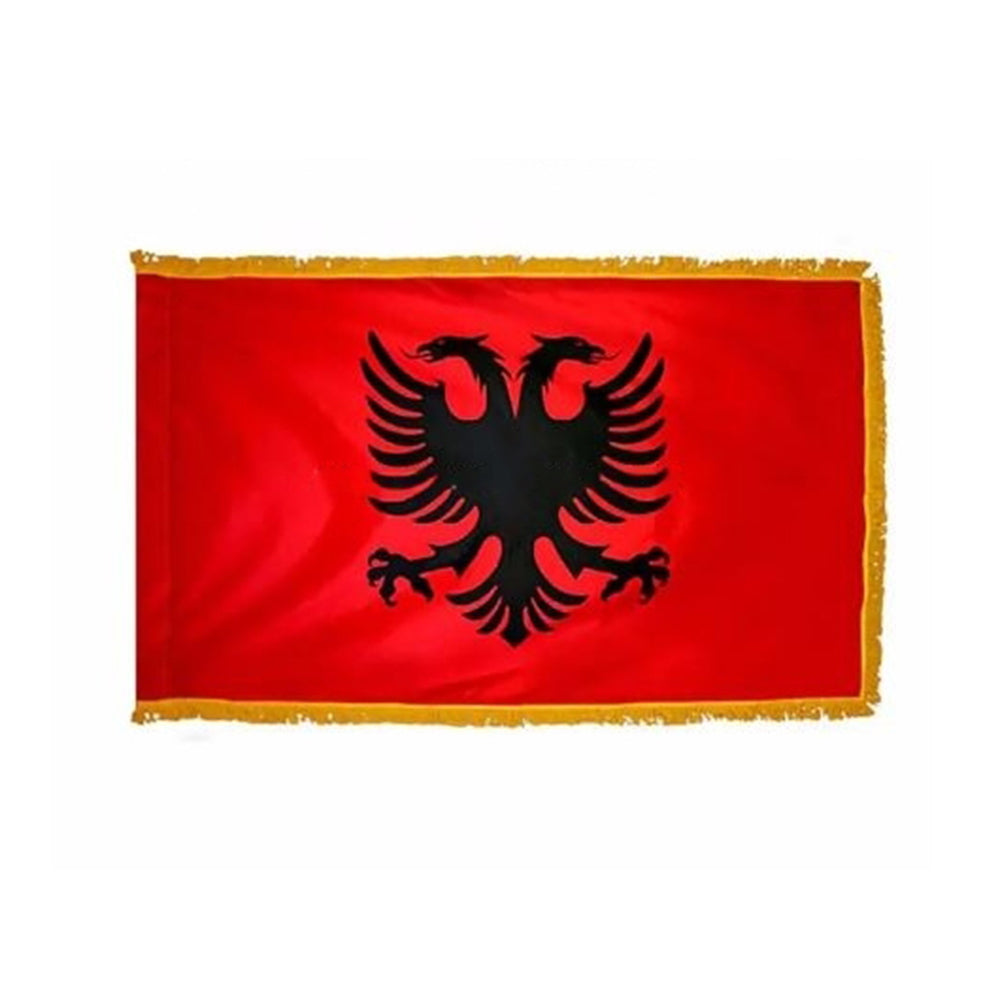 drapeau Albanie à franges en satin