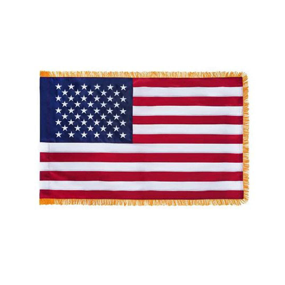 drapeau Etats-Unis à franges en satin
