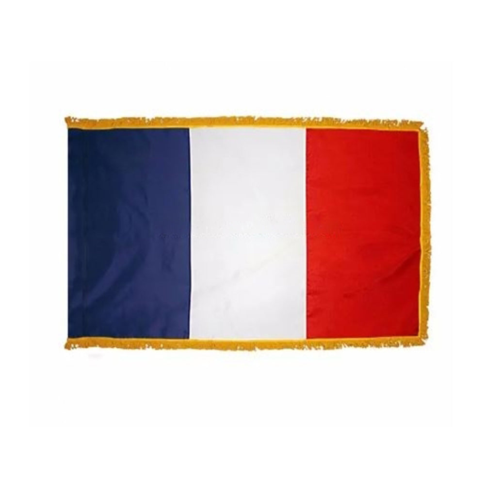 drapeau France à franges en satin