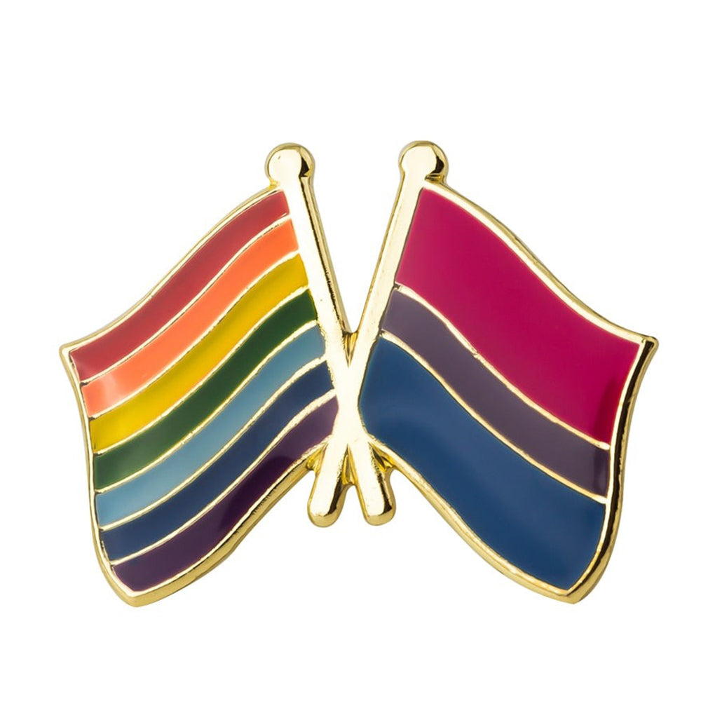pin's drapeaux croisés LGBT & Bisexuel