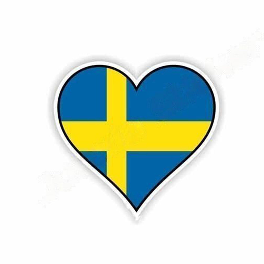 Autocollant drapeau Suède coeur