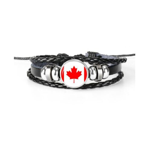 Bracelet en cuir drapeau Canada
