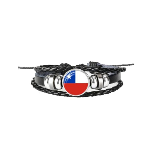 Bracelet en cuir drapeau Chili
