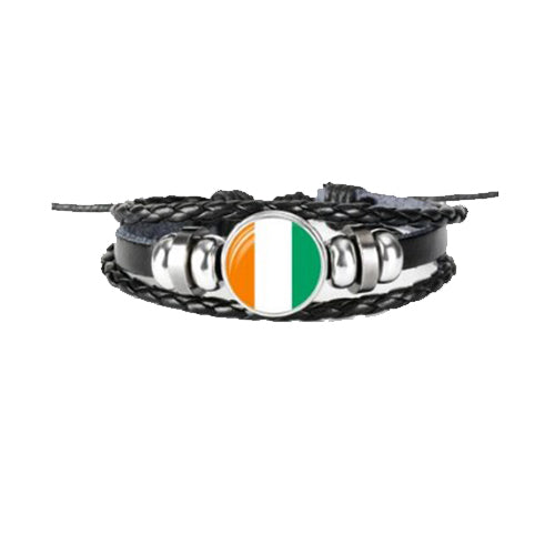 Bracelet en cuir drapeau Côte d'Ivoire
