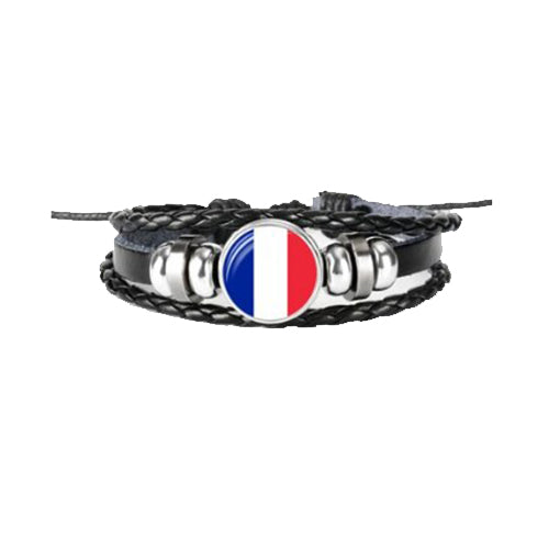 Bracelet en cuir drapeau France