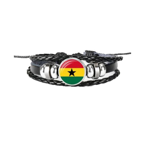 Bracelet en cuir drapeau Ghana