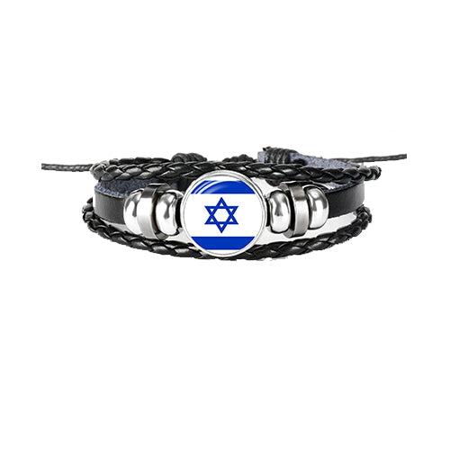 Bracelet en cuir drapeau Israël