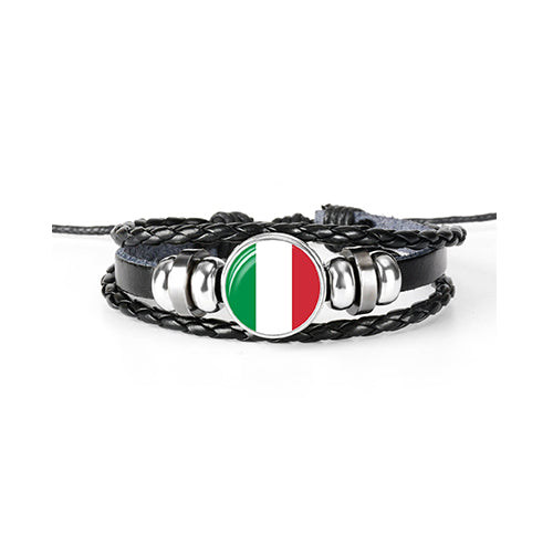 Bracelet en cuir drapeau Italie