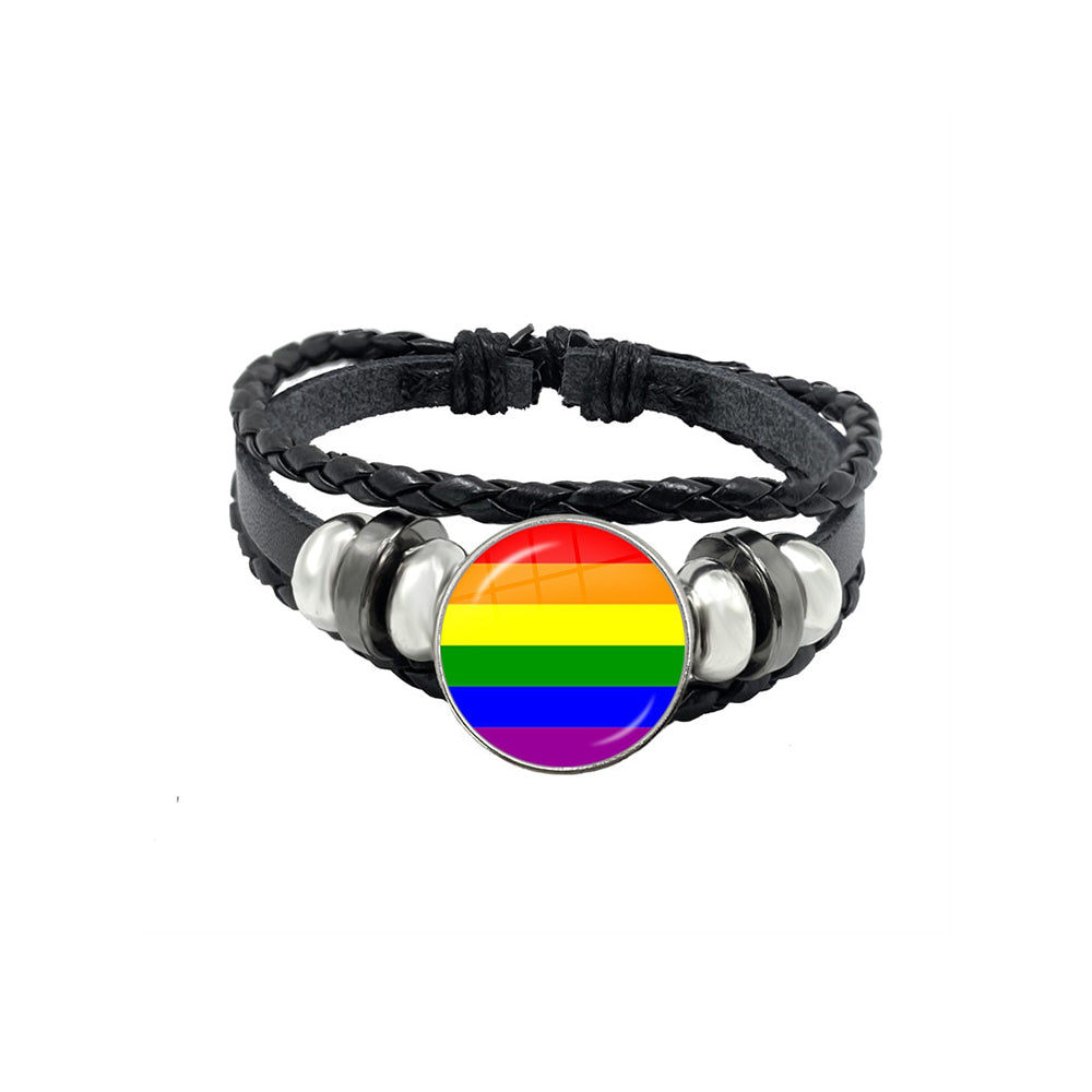 Bracelet en cuir drapeau LGBT