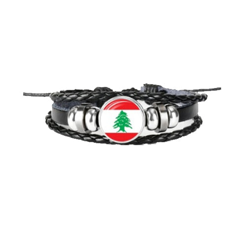 Bracelet en cuir drapeau Liban