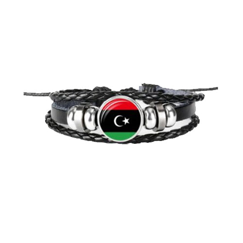 Bracelet en cuir drapeau Libye
