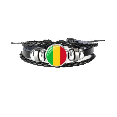 Bracelet en cuir drapeau Mali