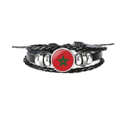 Bracelet en cuir drapeau Maroc