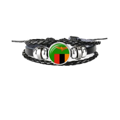 Bracelet en cuir drapeau Zambie