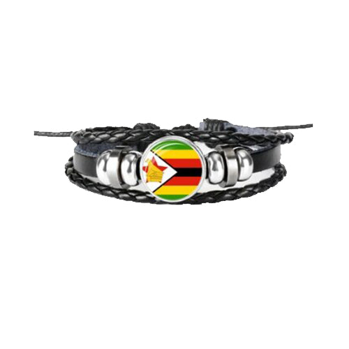 Bracelet en cuir drapeau Zimbabwe