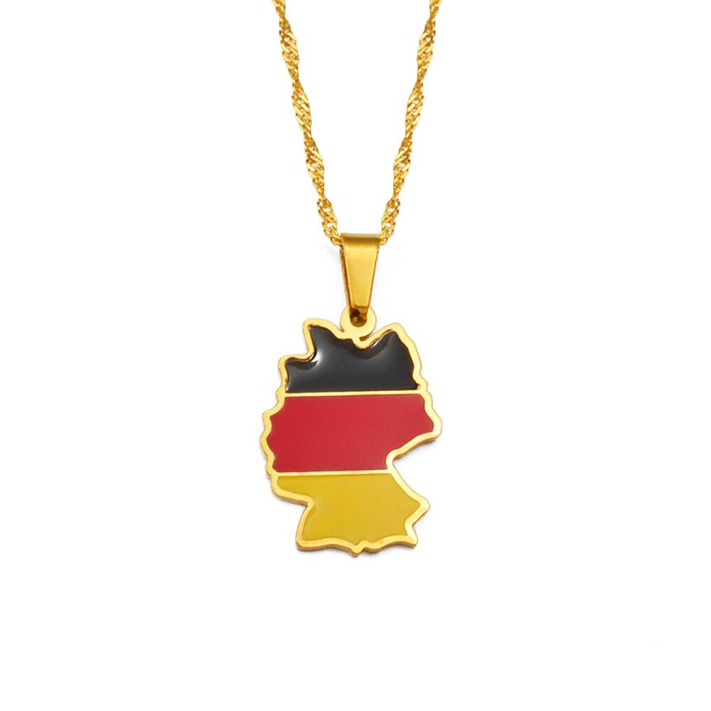 Collier drapeau Allemagne couleur or