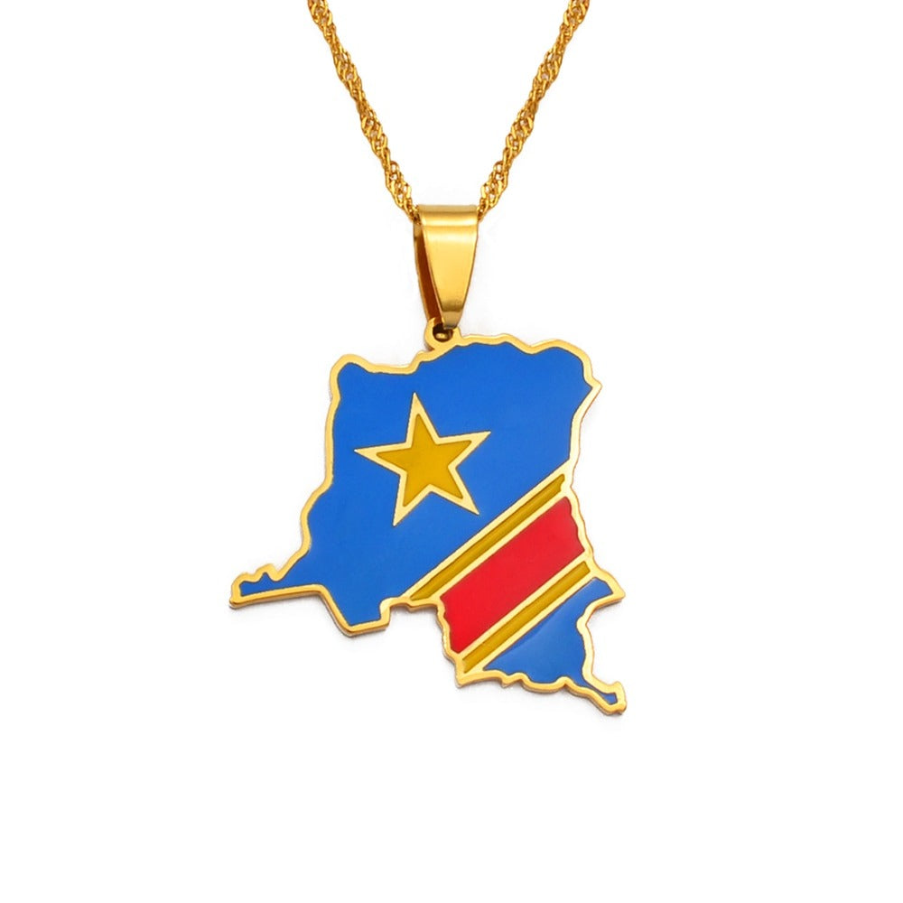 Collier drapeau RDC couleur or – Drapeaux du Monde