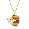 Collier drapeau Zimbabwe couleur or