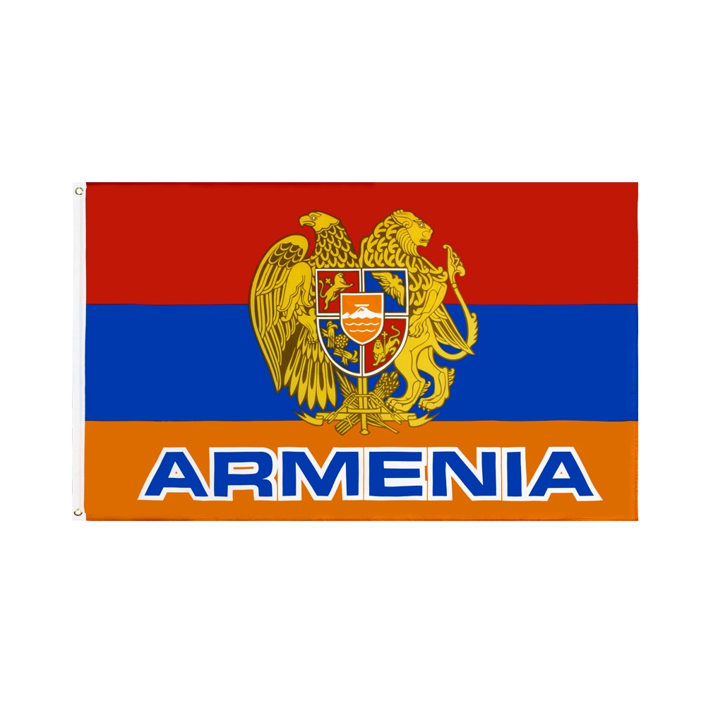 Drapeau Arménie avec emblème 90 x 150 cm