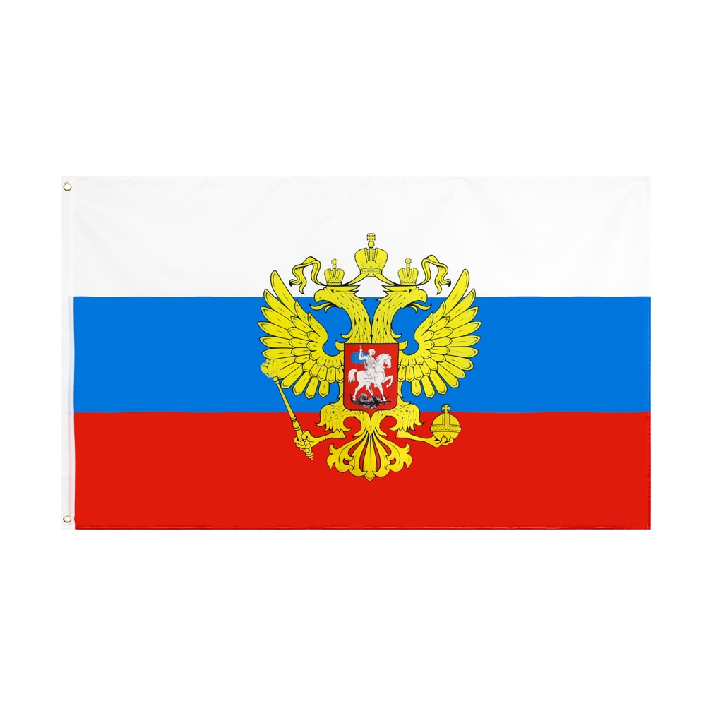 Drapeau Russie avec armoiries 60 x 90 cm