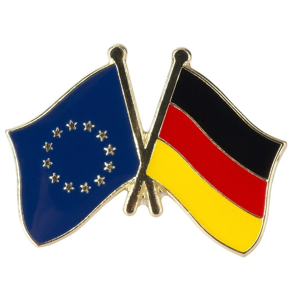 Pin's drapeaux croisés Allemagne & Union Européenne