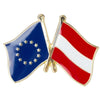 Pin's drapeaux croisés Autriche & Union Européenne