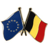 Pin's drapeaux croisés Belgique & Union Européenne