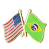 Pin's drapeaux croisés Brésil & États-Unis
