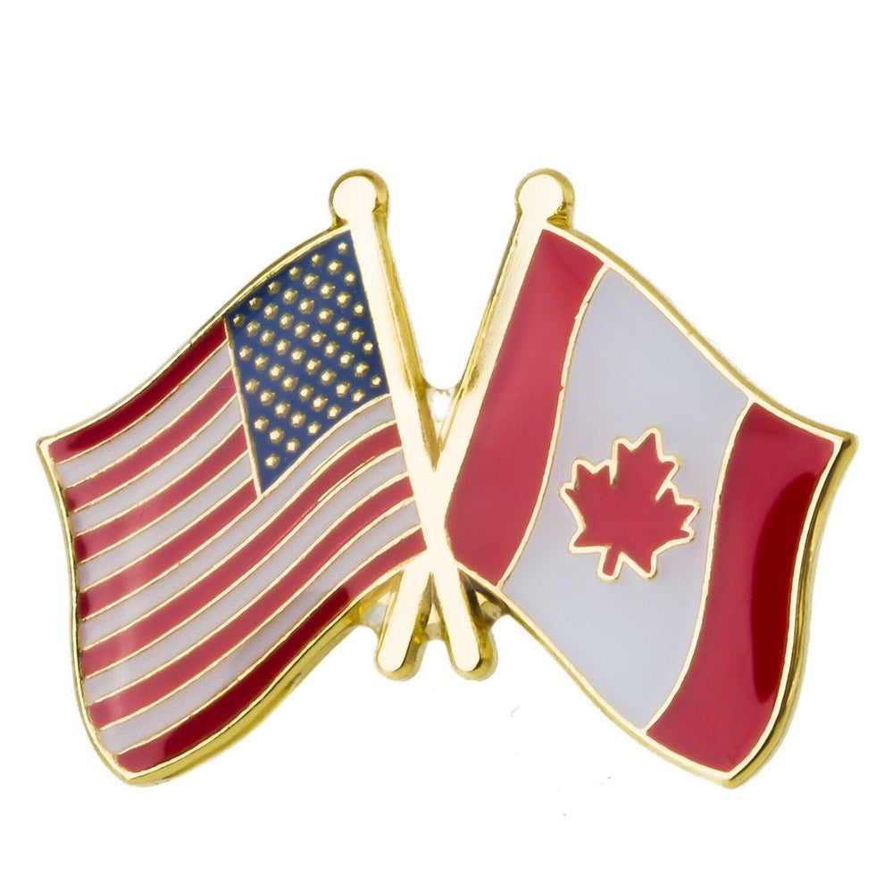 Pin's drapeaux croisés Canada & États-Unis