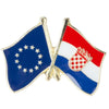 Pin's drapeaux croisés Croatie & Union Européenne