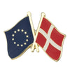 Pin's drapeaux croisés Danemark & Union Européenne