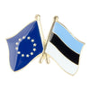 Pin's drapeaux croisés Estonie & Union Européenne