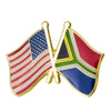Pin's drapeaux croisés États-Unis & Afrique du Sud