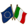 Pin's drapeaux croisés Italie & Union Européenne