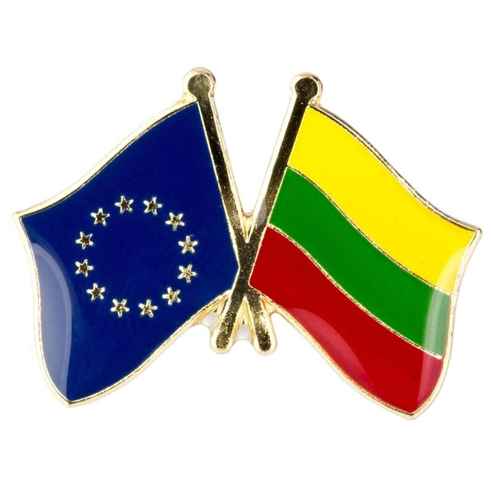 Pin's drapeaux croisés Lituanie & Union Européenne