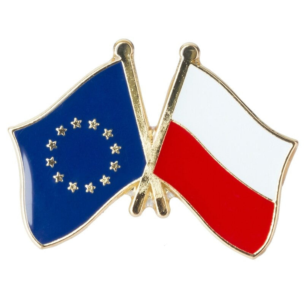 Pin's drapeaux croisés Pologne & Union Européenne