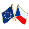 Pin's drapeaux croisés République Tchèque & Union Européenne