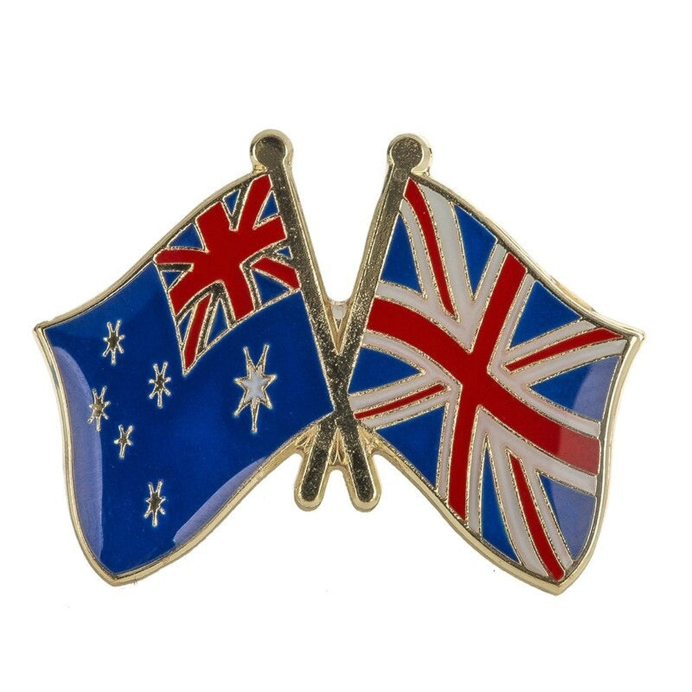 Pin's drapeaux croisés Royaume-Uni & Australie