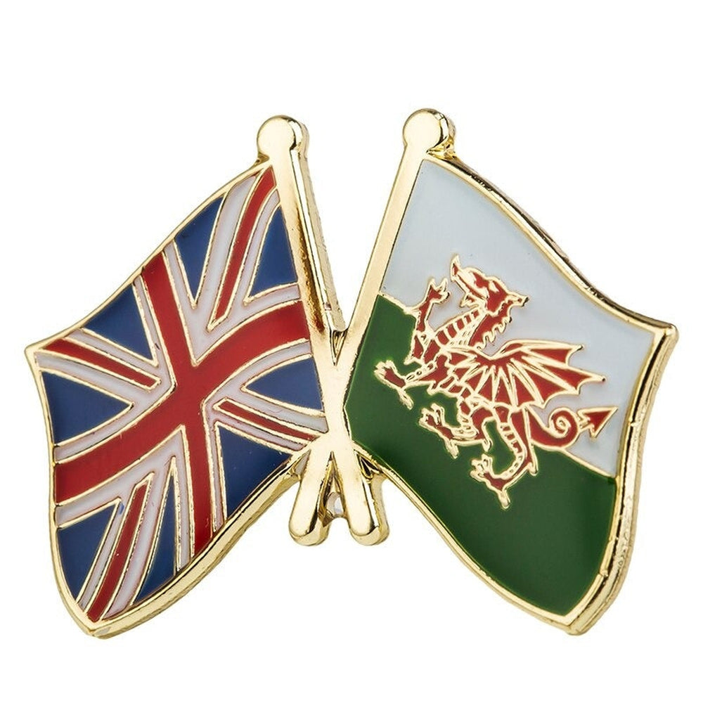 Pin's drapeaux croisés Royaume-Uni & Pays de Galles