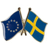 Pin's drapeaux croisés Suède & Union Européenne