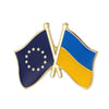 Pin's drapeaux croisés Ukraine & Union Européenne