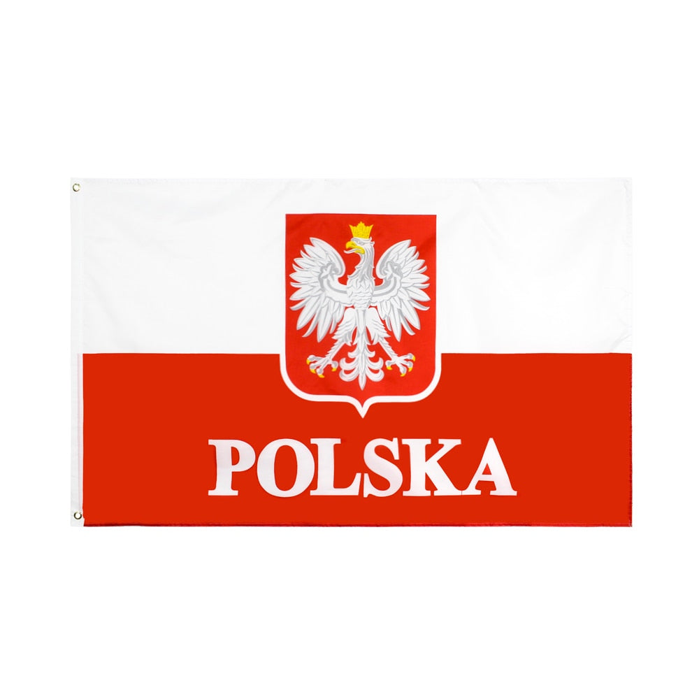 Drapeau Pologne avec blason – Drapeaux du Monde